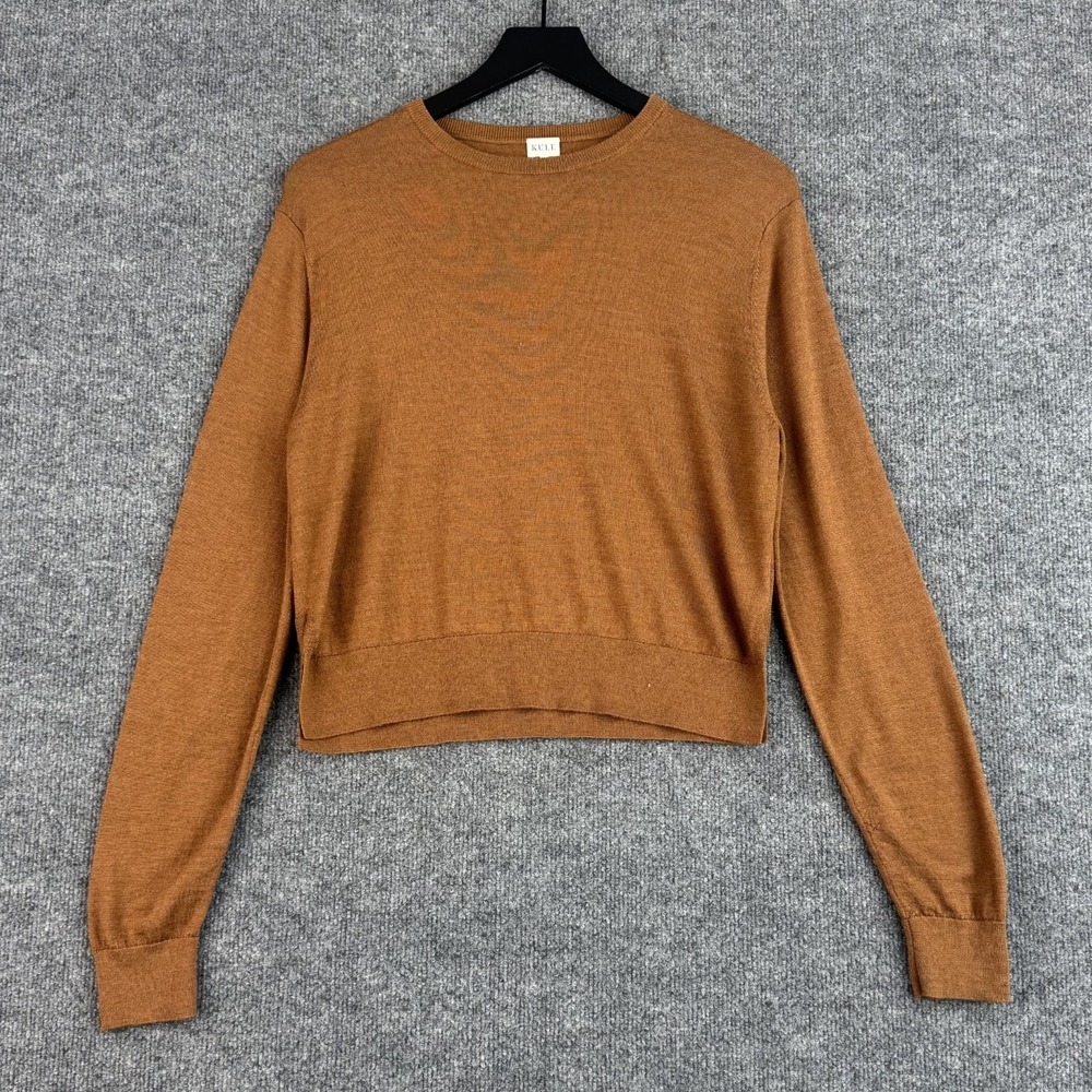 Kule Sweater Womens M Brown Knit Merino Wool Silk Luxury Crewneck Long Sleeve